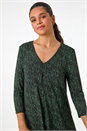 Green Spot Print Pleat Front Tunic Top, Image 4 of 6