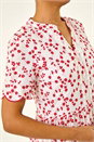 Red Embroidered Buttoned Midi Dress, Image 5 of 5