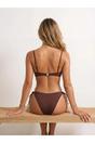 Brown Sun Hardware Detail Tie Side Triangle Bikini Set, Image 3 of 3