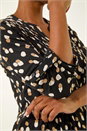 Black Spot Print V-Neck Stretch Shirt , Image 5 of 5