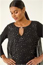 Black Ring Front Foil Tunic Top, Image 2 of 6