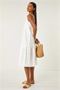 White Broderie Frill Tiered Midi Dress, Image 1 of 7