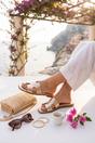 Gold iKrush Gold Aria Womens H-Strap Flat Slide Sandals, Image 3 of 8