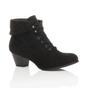 Black AJVANI Black Mid Cuban Heel Pixie Granny Ankle Boots, Image 1 of 7