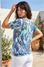 Blue Animal Burnout Print Blouson Stretch Top, Image 3 of 4