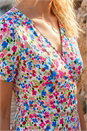 Blue Petite Floral Frill Wrap Dress, Image 4 of 4