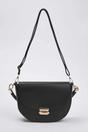 Black Metal Clasp Saddle Shoulder Bag, Image 1 of 4