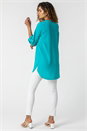 Turquoise Longline Button Detail Tunic Top, Image 2 of 4