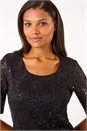 Black Lace Short Sleeve T-Shirt, Image 4 of 5