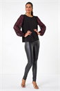 Magenta Sequin Sleeve Stretch Top, Image 2 of 5