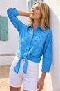 Blue Broderie Tie Hem Shirt, Image 1 of 4
