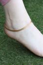 Gold Golden Brass Leaf Minimalist Boho Thin Slim Foot Payal Anklet, Image 2 of 2