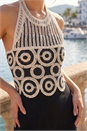 Black Petite Crochet Detail Linen Blend Jumpsuit, Image 4 of 4