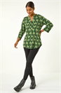 Green Geometric Print Stretch Blouse, Image 1 of 5