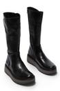 Black Womens Leather High Long Boots-RHEA042, Image 2 of 5