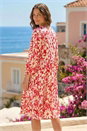 Pink Petite Floral V-Neck Tiered Dress , Image 3 of 4