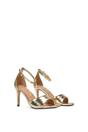 Gold Stiletto Heel Open Toe Sandals With Ankle Strap, Image 3 of 6