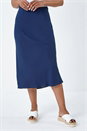 Navy  Petite Plain Bias Cut Midi Skirt, Image 4 of 5