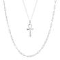 Silver Spero Silver Sterling Silver Egyptian Ankh and Large Rectangular Chain Stacking Necklace Set, Image 1 of 5