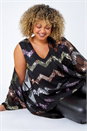 Black Curve Sequin Zig Zag Cami Top, Image 5 of 7