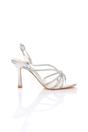 Silver AJVANI Silver High Heel Diamante Slingback Knotted Sandals, Image 2 of 4