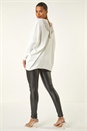 Ivory  Lace Back V-Neck Jumper , Image 3 of 5