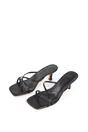 Black XY LONDON Black 'Dream' Strappy Square Toe Kitten Heel Slip on Mule Sandals, Image 3 of 5