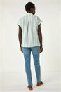 Light Blue  Stripe Short Sleeve Shirt, Image 3 of 5