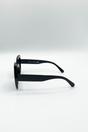 Black Oversized Rounded Angular Sunglasses, Image 4 of 5