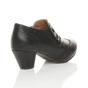 Black AJVANI Black Mid Heel Brogue Button Ankle Boots Shoe Boots, Image 4 of 6