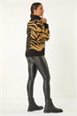 Camel Jacquard Animal Print Roll Neck Knit Jumper, Image 3 of 5