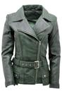 Grey Womens Long Leather Biker Jacket-Quito, Image 1 of 4