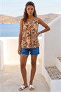 Mocha Leaf V-neck Vest Top, Image 2 of 4