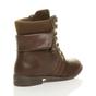 Brown Lace Up Knitted Collar Biker Military Boots, Image 4 of 5