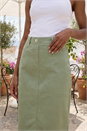 Khaki A-Line Bengaline Stretch Skirt, Image 4 of 4