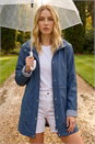 Navy Hooded Stripe Rain Jacket , Image 1 of 4