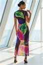 Purple Dusk Abstract Print Mesh Maxi Dress, Image 3 of 4