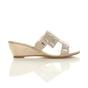 Gold Low Wedge Heel Diamante Sandals Mules, Image 2 of 6