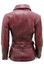 Burgundy Womens Long Leather Biker Jacket-Quito, Image 4 of 4