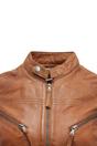 Brown Slim-Fit Leather Biker Jacket-Tulsa, Image 5 of 5