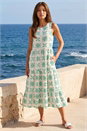 Ivory  Floral Motif Tiered Midi Dress, Image 3 of 4