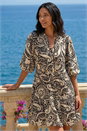 Black Petite Print Button Smock Dress, Image 2 of 4