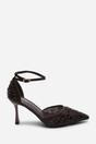 Brown Frances Diamante Mesh Pointed Toe Strap Heels, Image 2 of 6