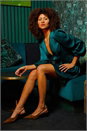 Green Pleated V-Neck Mini Dress, Image 6 of 6