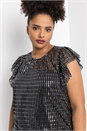 Silver Curve Frill Plisse Blouson Top, Image 4 of 5