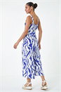 Royal Blue Animal Print Belted Jumpsuit, Image 3 of 5