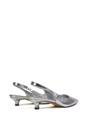Silver XY LONDON Silver 'Avalone' Pointed Toe Sling Back Kitten Heel Sandals, Image 5 of 5