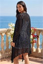 Black Popcorn Knit Longline Cardigan, Image 3 of 4