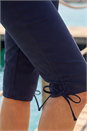 Navy  Tie Side Stretch Bengaline Trousers, Image 4 of 4