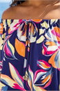 Navy  Floral Print Bardot Stretch Top, Image 4 of 4